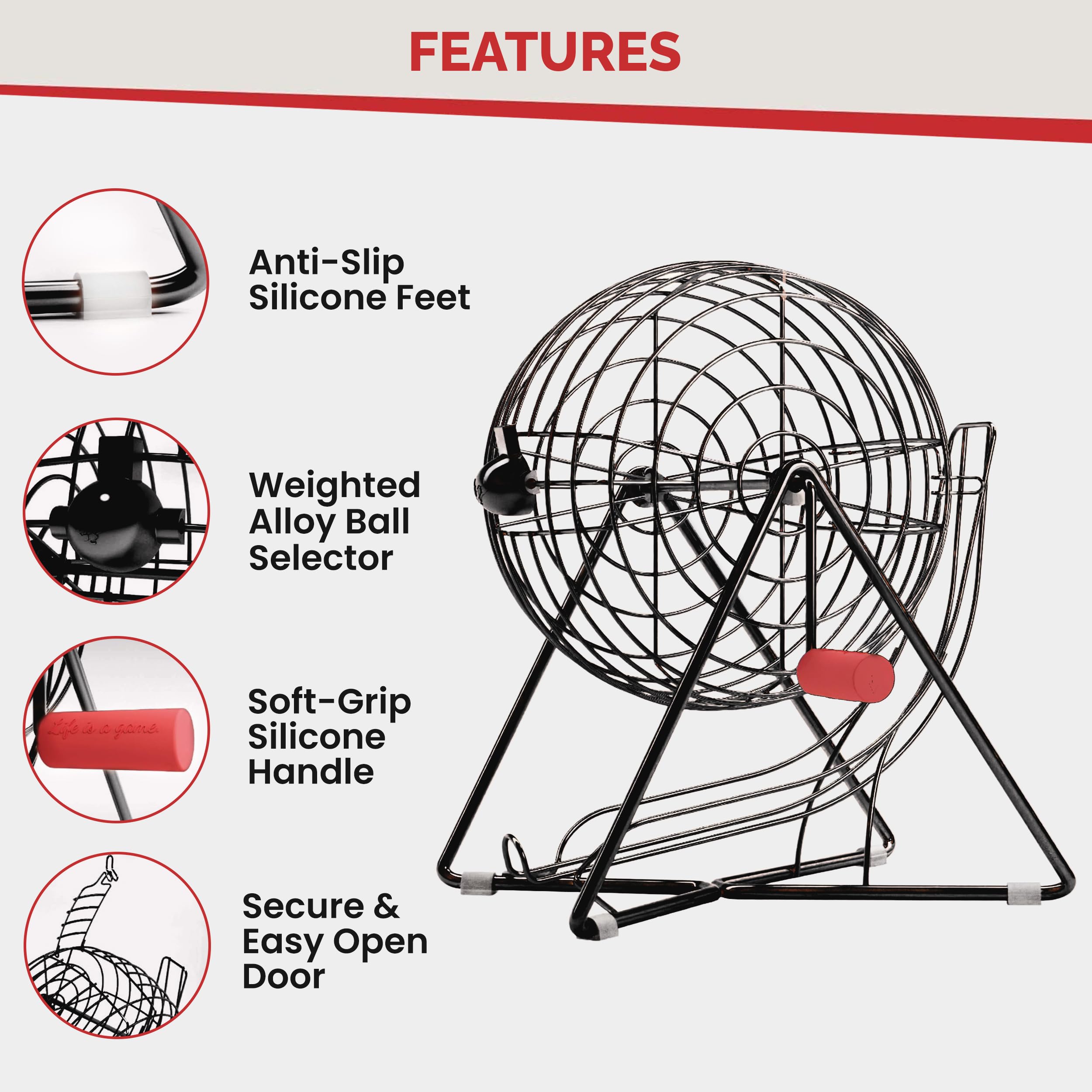 MR CHIPS Bingo Cage and Balls Set with 25 Shutter Slide Cards - Image 3