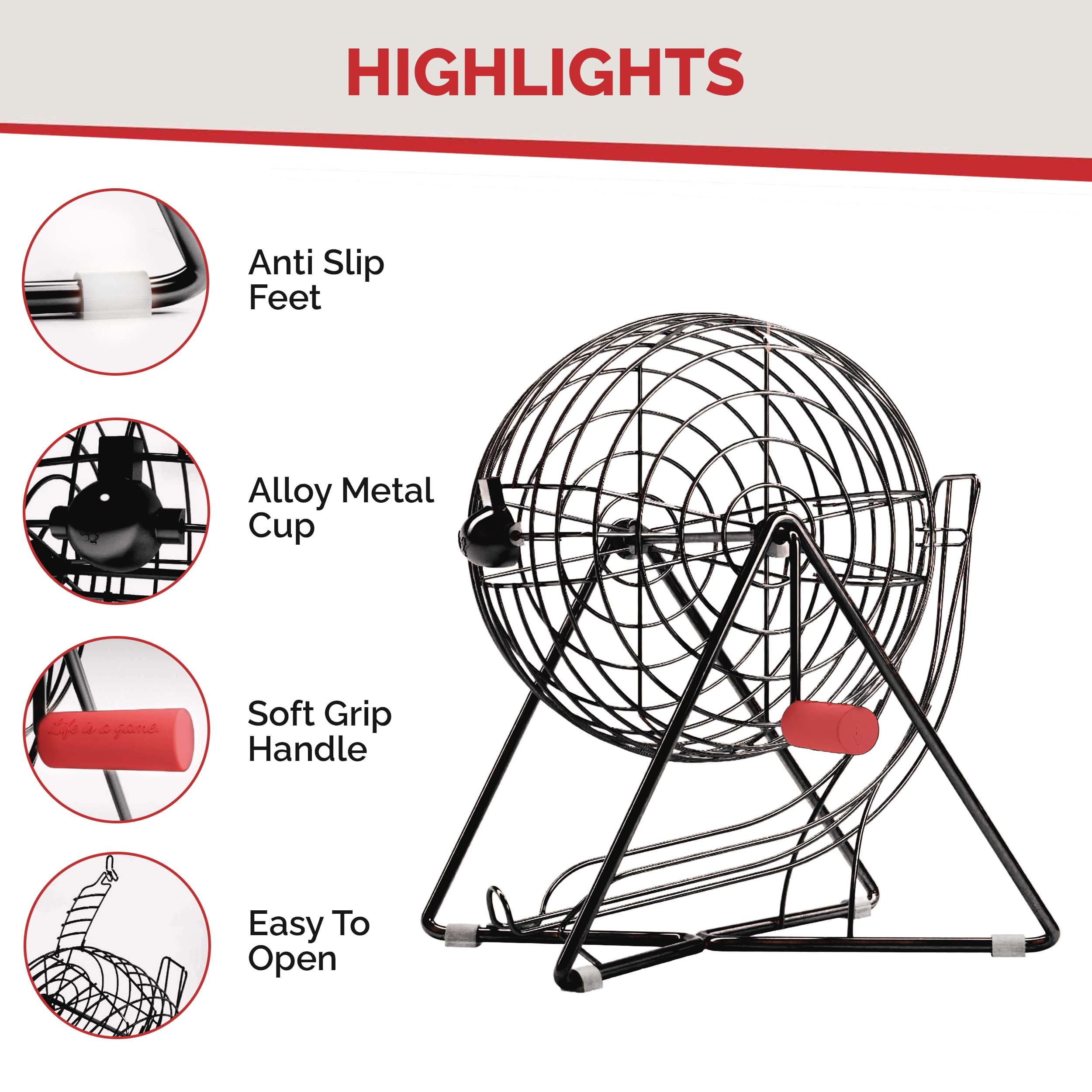 MR CHIPS 11 Inch Tall Professional Bingo Set with Steel Cage, Everlasting 7/8” Balls, Master Board for Balls - Image 3
