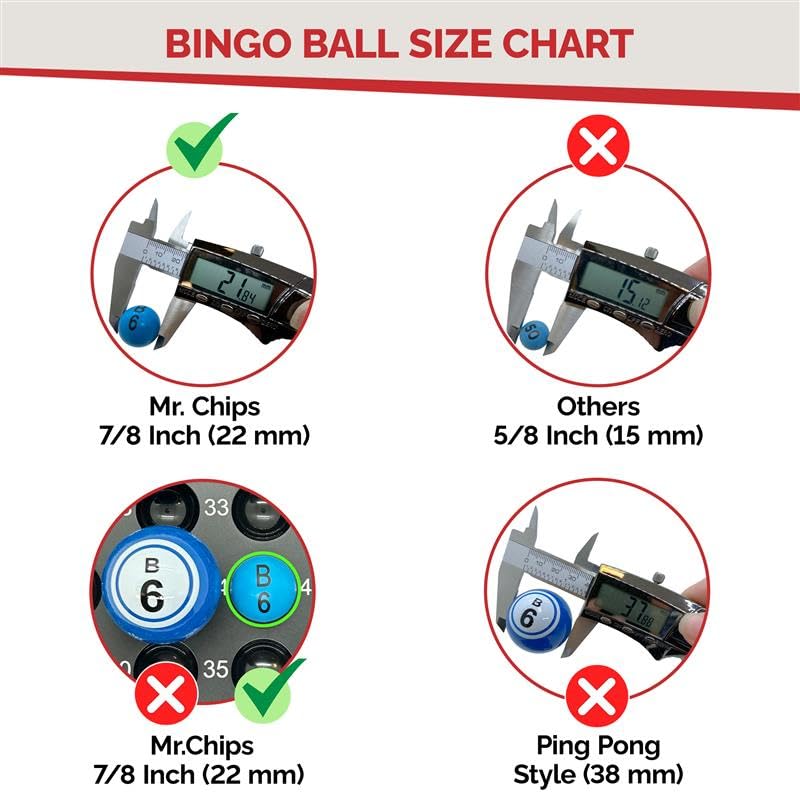 MR CHIPS 11 Inch Tall Professional Bingo Set with Steel Cage, Everlasting 7/8” Balls, Master Board for Balls - Image 6