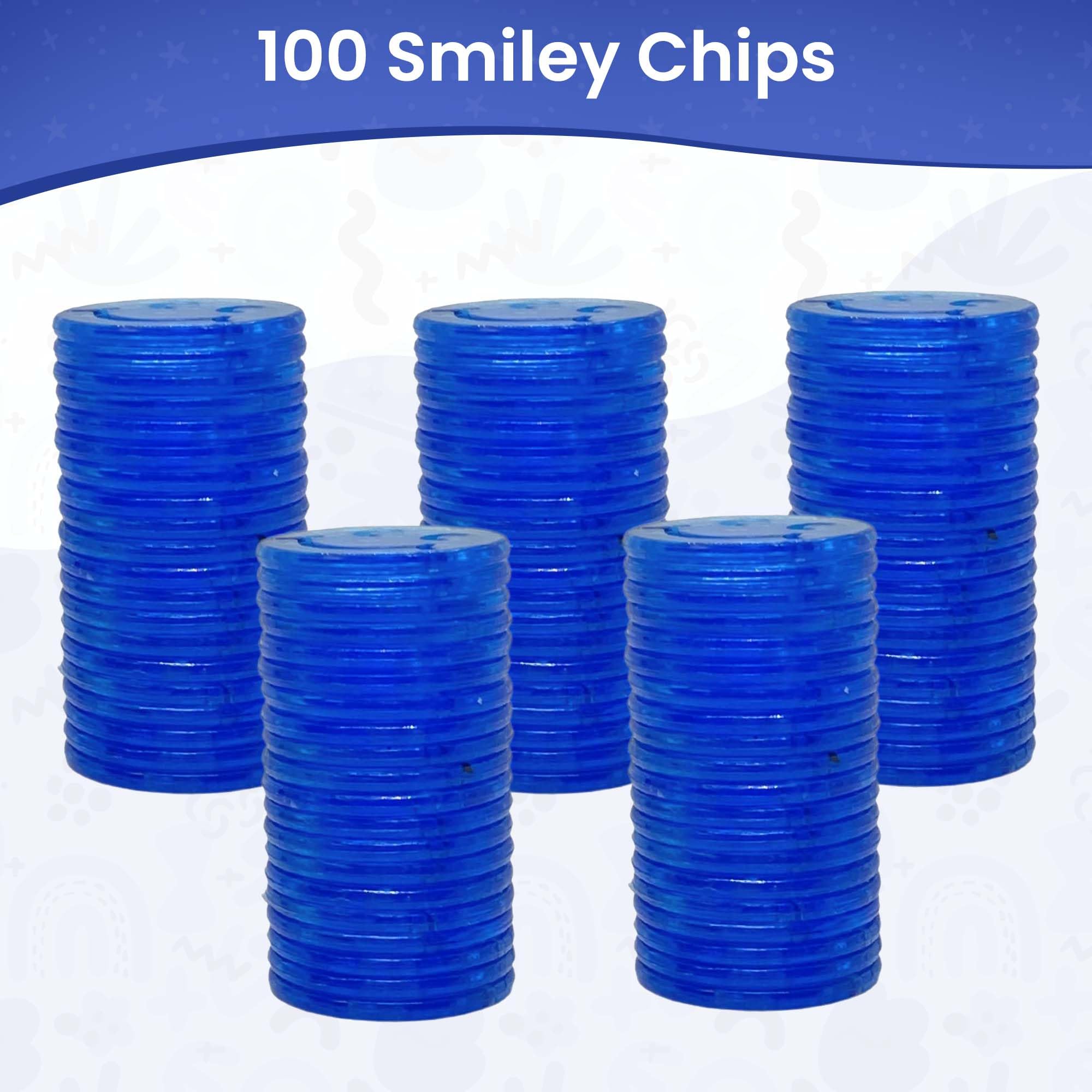 MR CHIPS Bingo - 3/4" Size 100/300/600/1200 Counting Markers in Red, Blue and Green Colors Smiley Face Design - Image 4