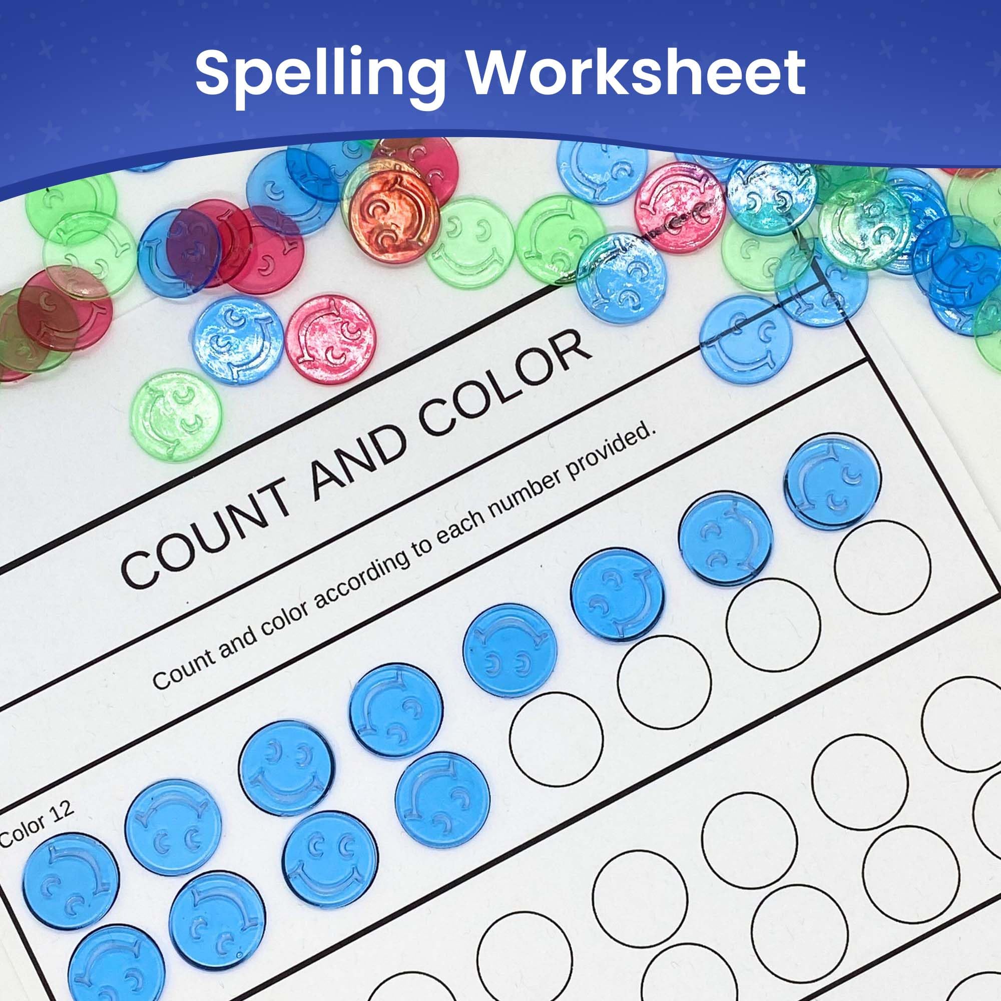 MR CHIPS Bingo - 3/4" Size 100/300/600/1200 Counting Markers in Red, Blue and Green Colors Smiley Face Design - Image 5