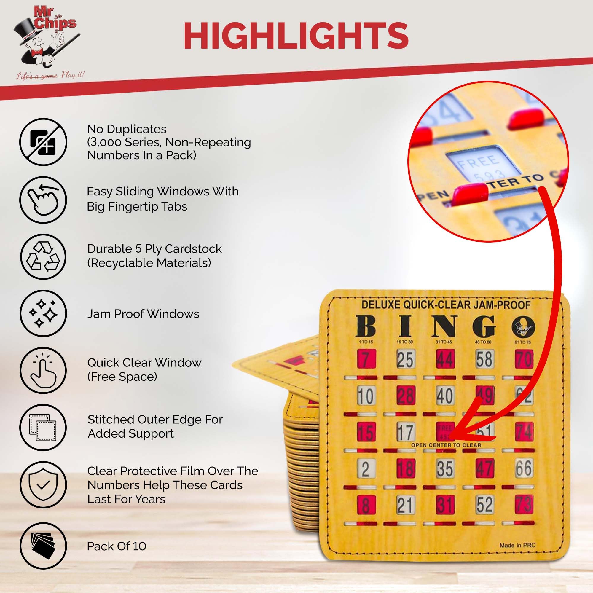 MR CHIPS Bingo Cage and Balls Set Plus 10 Quick Clear Cards - Image 6