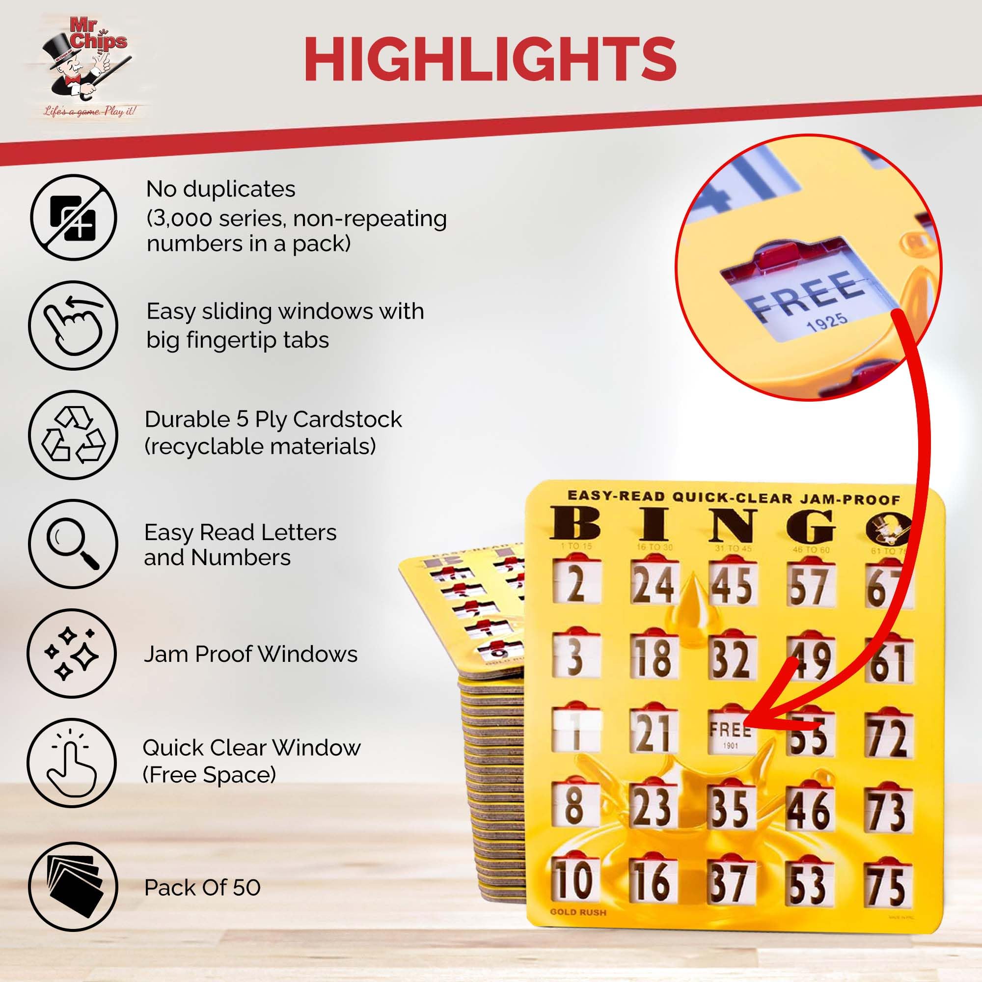 MR CHIPS Bingo Cage and Balls Set Plus 50 Easy Read Quick Clear Cards - Image 8