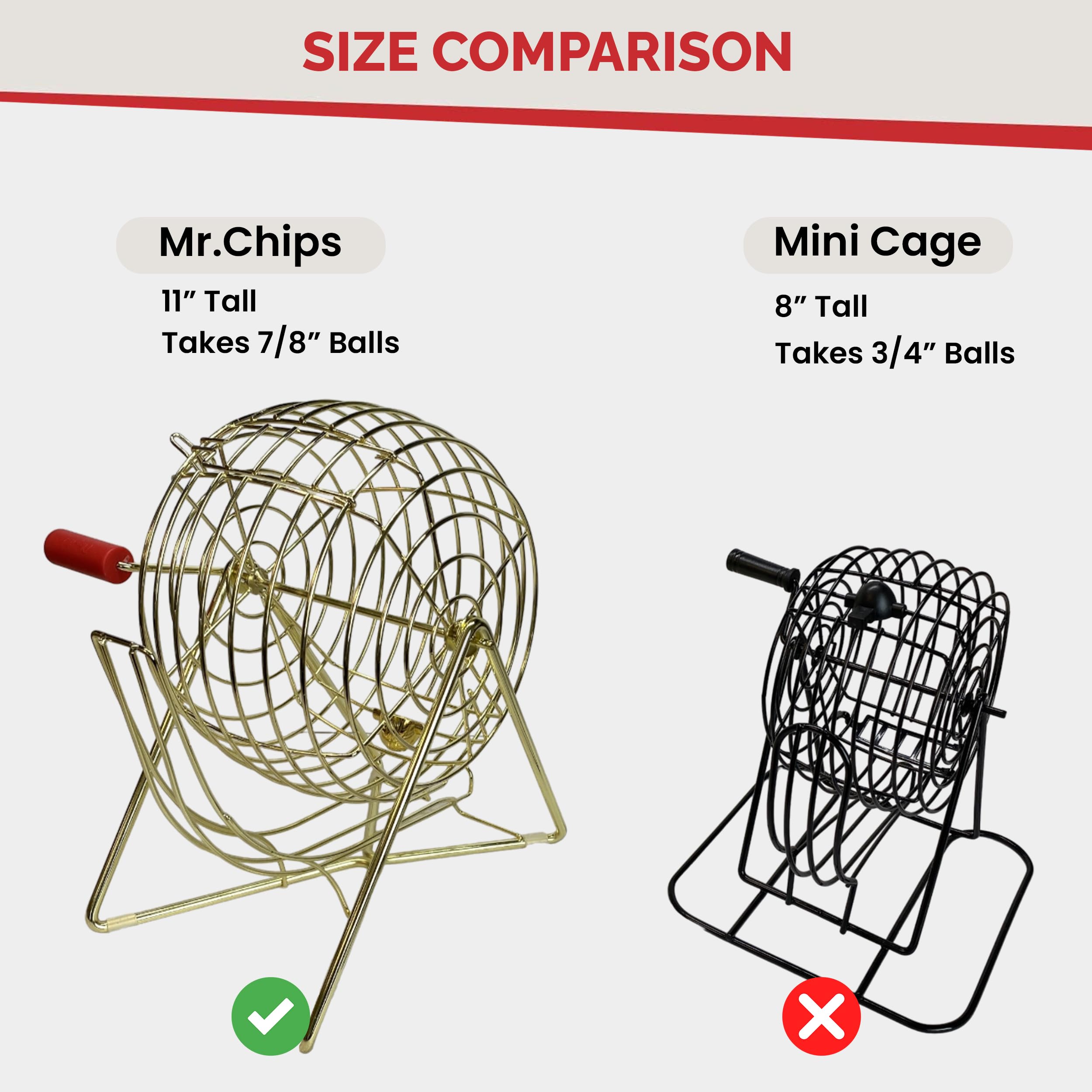 MR CHIPS Bingo Cage and Balls Set with 10 Jam Proof Shutter Slide Cards - Image 4