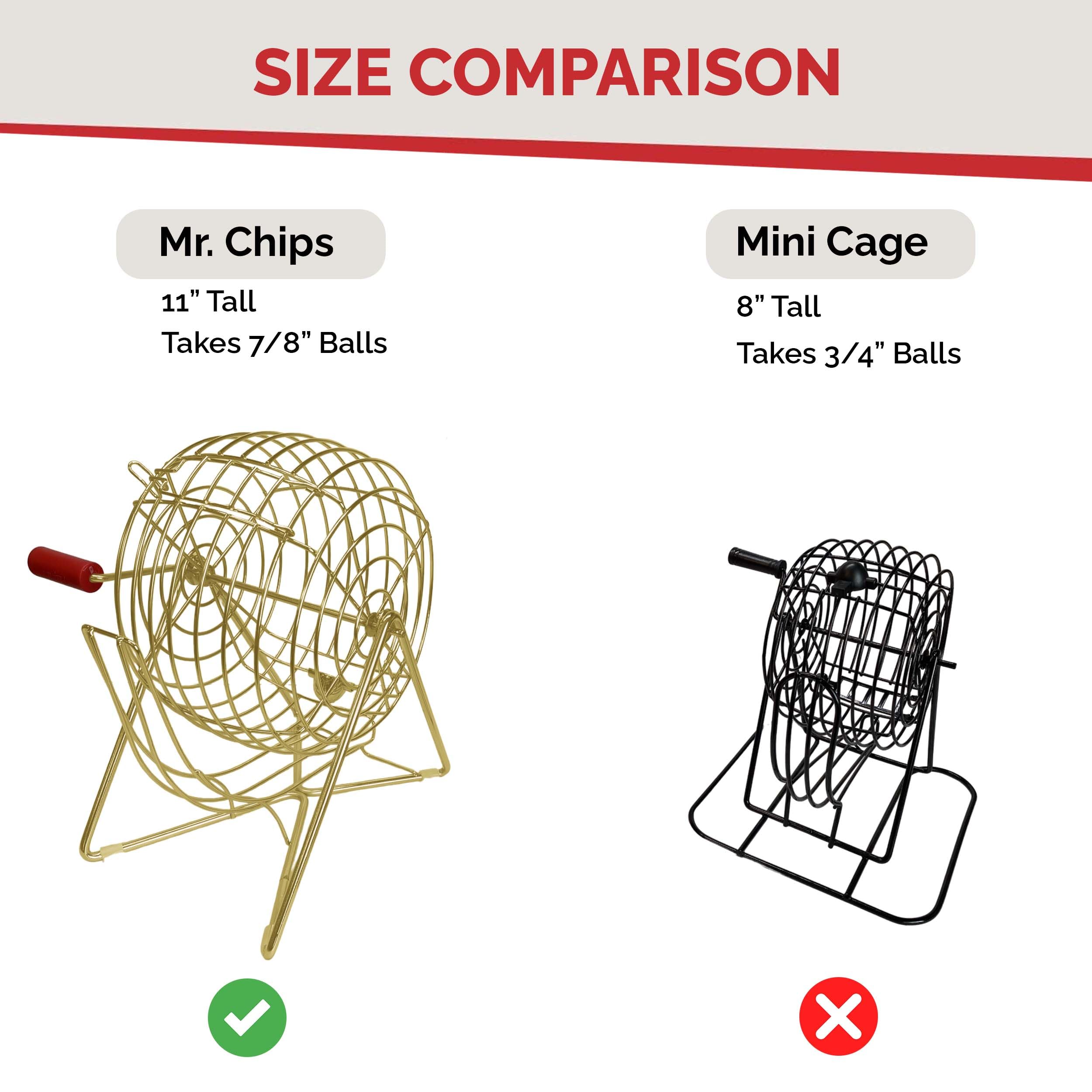 MR CHIPS 11 Inch Tall Professional Bingo Set with Steel Cage, Everlasting 7/8” Balls, Master Board for Balls - Luxury Gold - Image 3