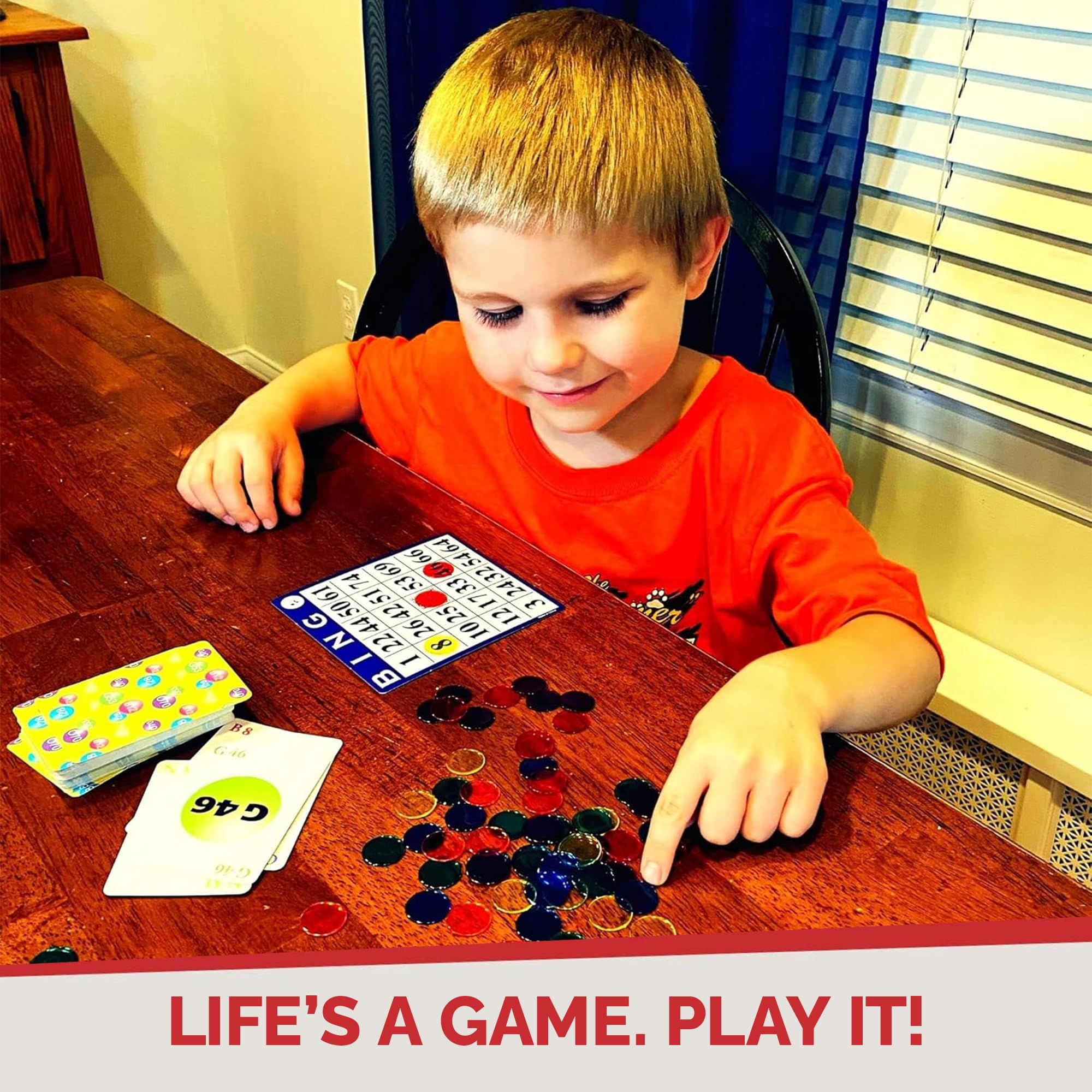 MR CHIPS Bingo Game 18 Cards and 300 Chips & Calling Cards Fun Games for Family, Reusable Kids - Image 4