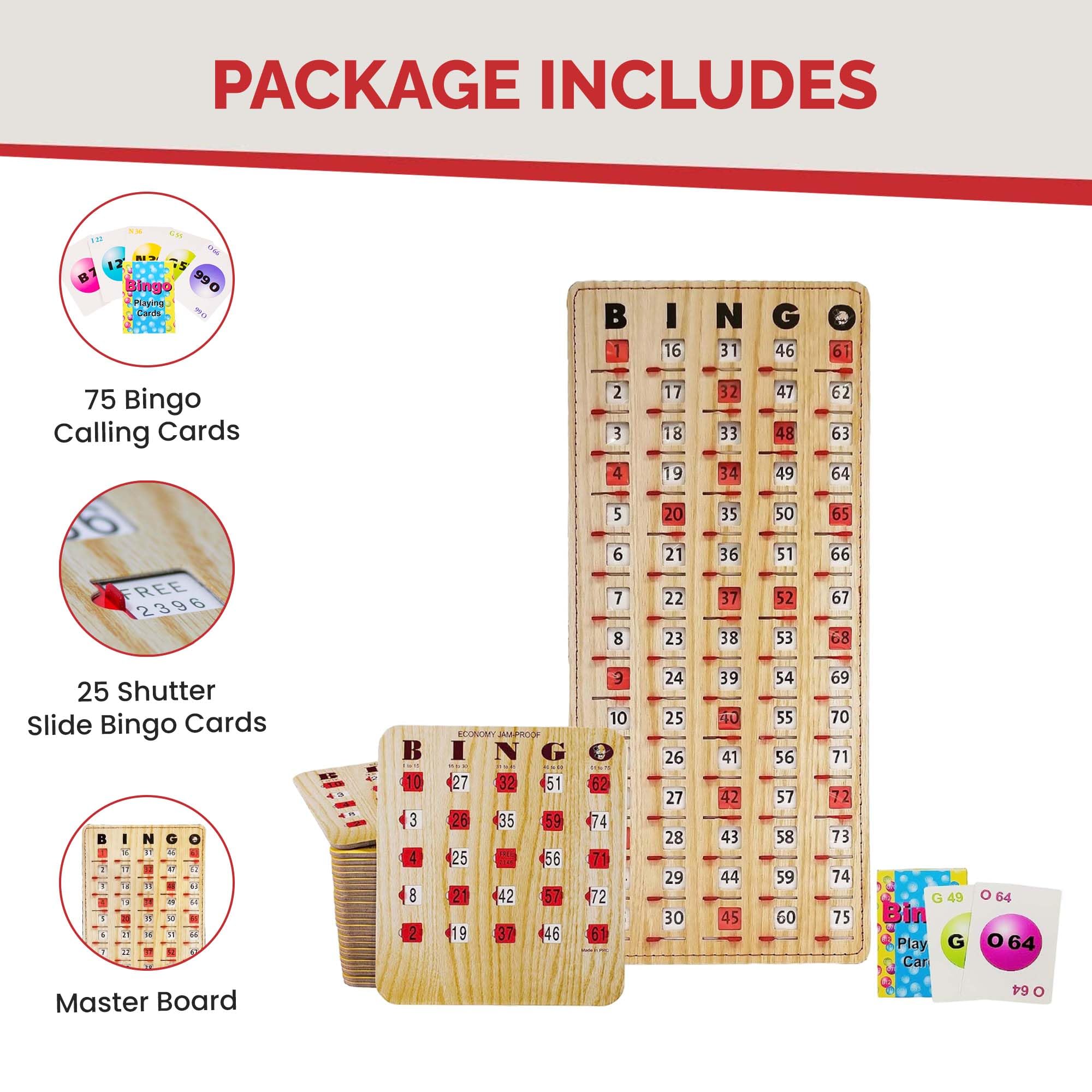 MR CHIPS Jam-Proof Bingo Cards with Sliding Windows, 25 Reusable Shutter Cards, 75 Calling 1 Master Board Plus 10 Extra - Image 4