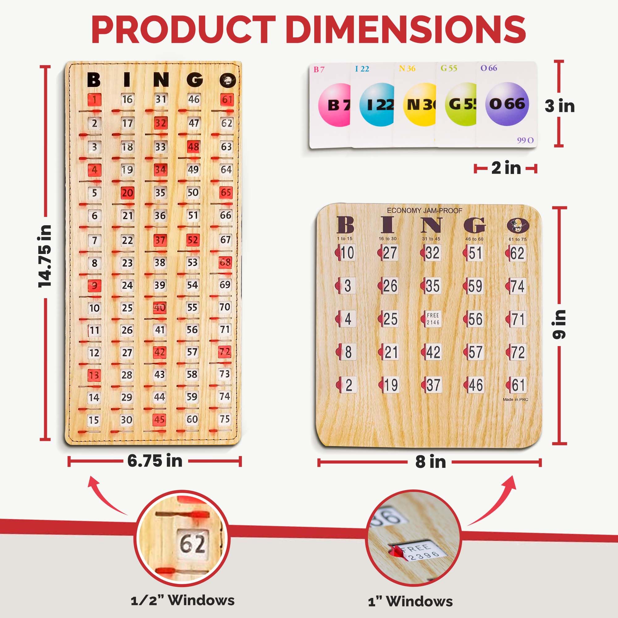 MR CHIPS Jam-Proof Bingo Cards with Sliding Windows, 50 Reusable Shutter Cards, 75 Calling 1 Master Board Plus 10 Extra Cards - Image 5