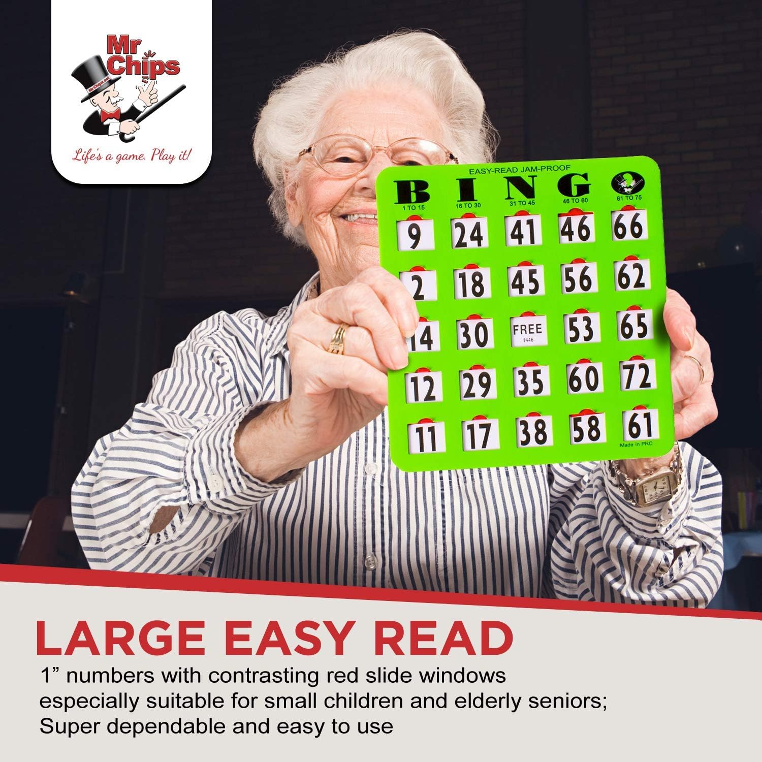 MR CHIPS 100 Easy Read Shutter Slide Bingo Cards Plus Mysterious Black Cage with Everlasting Balls and Master Board - Image 9