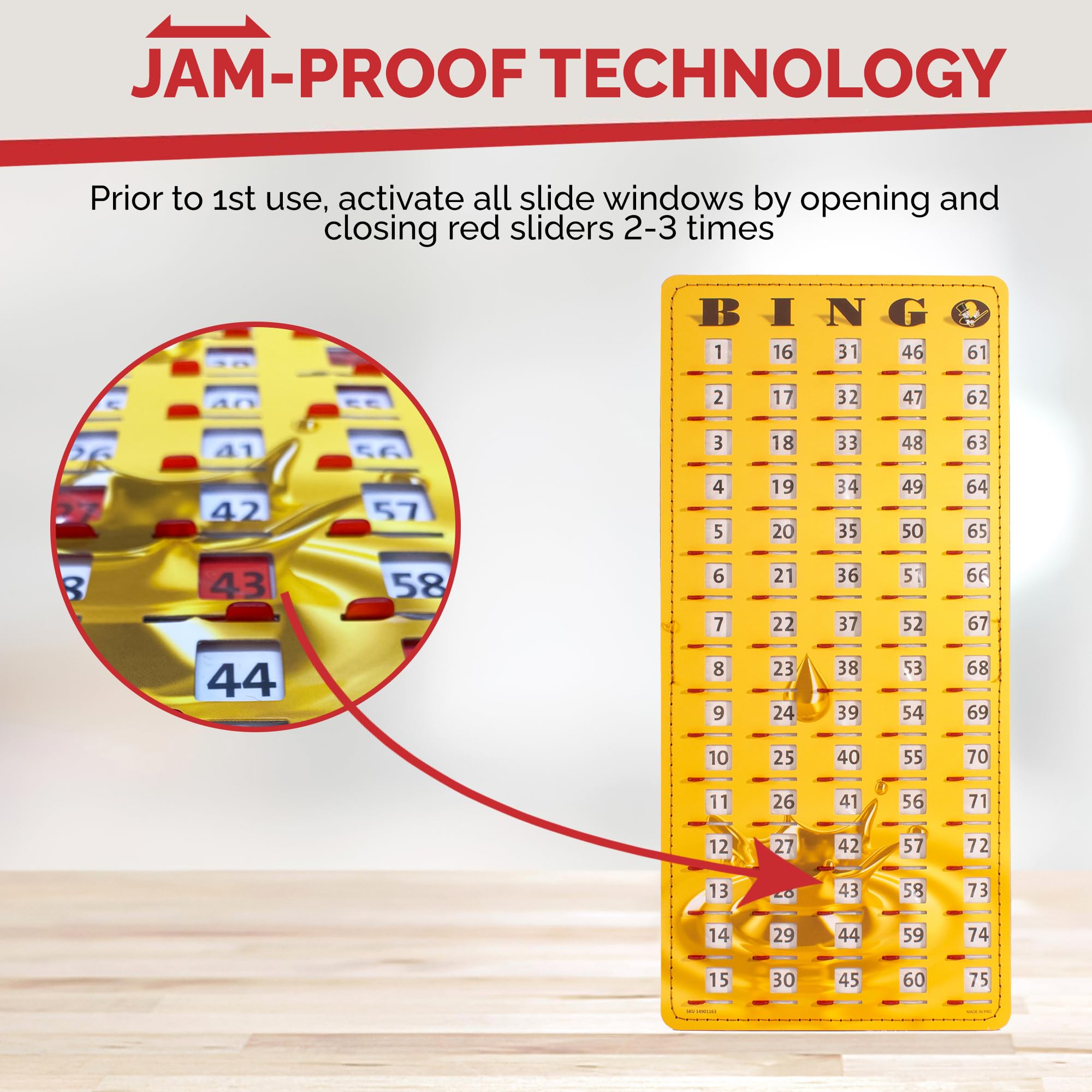 MR CHIPS Jam-Proof Gold Rush Master Board Bingo Card Slide with Shutters Plus Deck of Calling Cards - Image 3