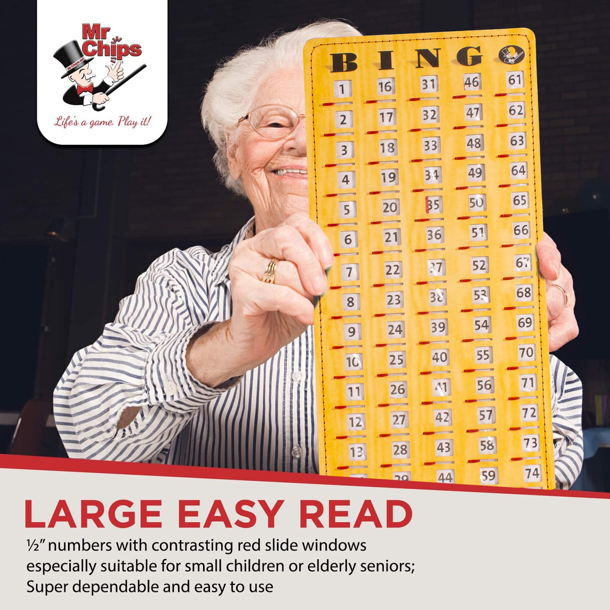MR CHIPS Jam-Proof Master Board Bingo Card Slide with Shutters Plus Deck of Calling Cards - Image 8