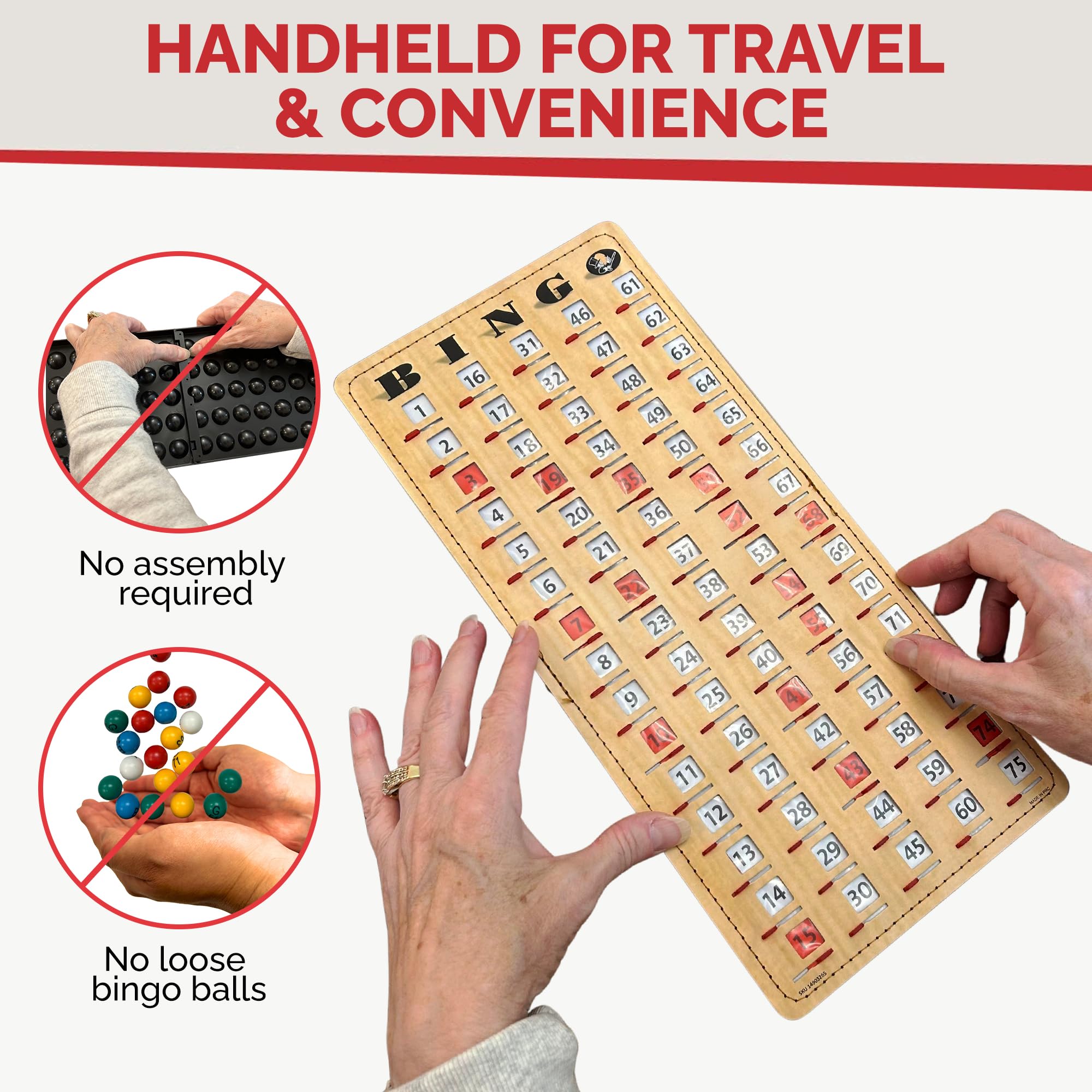 MR CHIPS Jam-Proof Stitched Quick-Clear Bingo Cards with Sliding Windows, 10 Cards, 75 Calling Cards 1 Master Board - Image 7