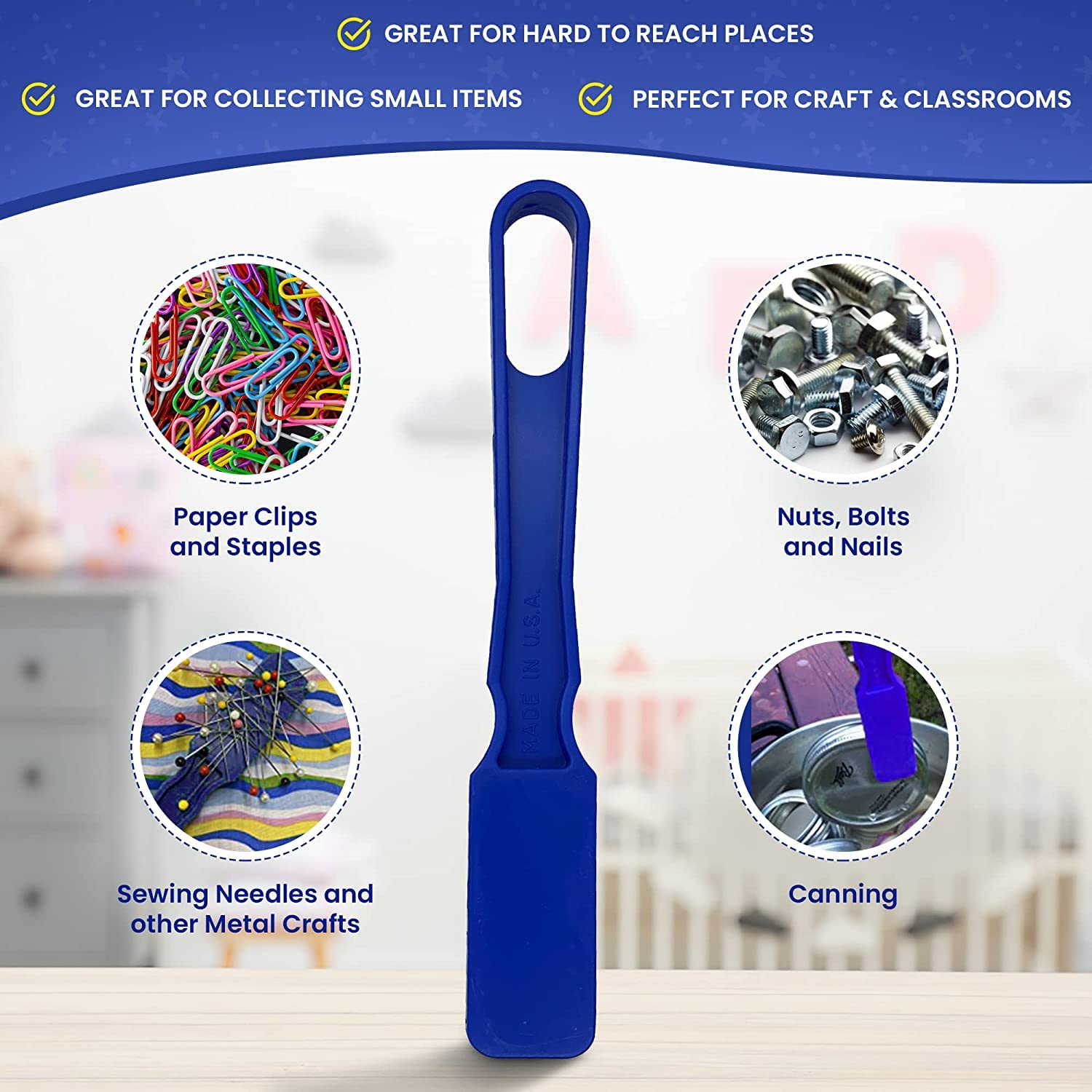 MR CHIPS Made in USA Set of 4 Bingo Magnetic Wands & 400 Pieces Upgraded ¾ Inch Plastic Chips with Metal Rings in 4 Colors Blue, Red, Green, and Purple - Image 6