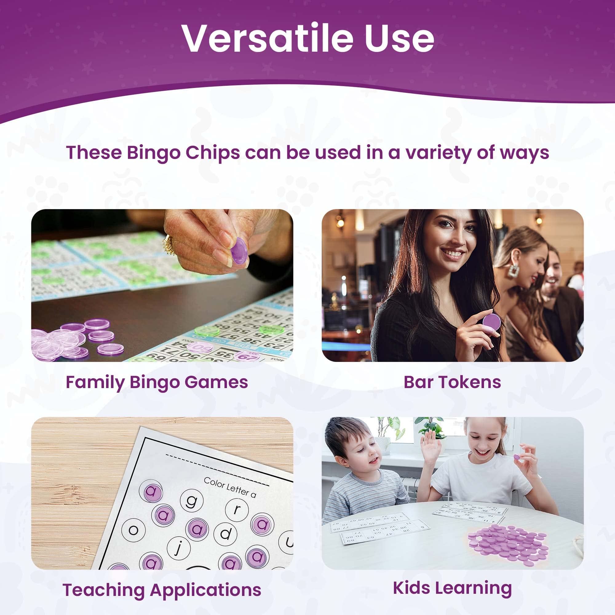 MR CHIPS Magnetic Bingo Chips with Metal Ring 3/4 Inch 200 Upgraded Pieces Violet Transparent - Available in 7 Colors A Reusable Storage Bag - Image 6