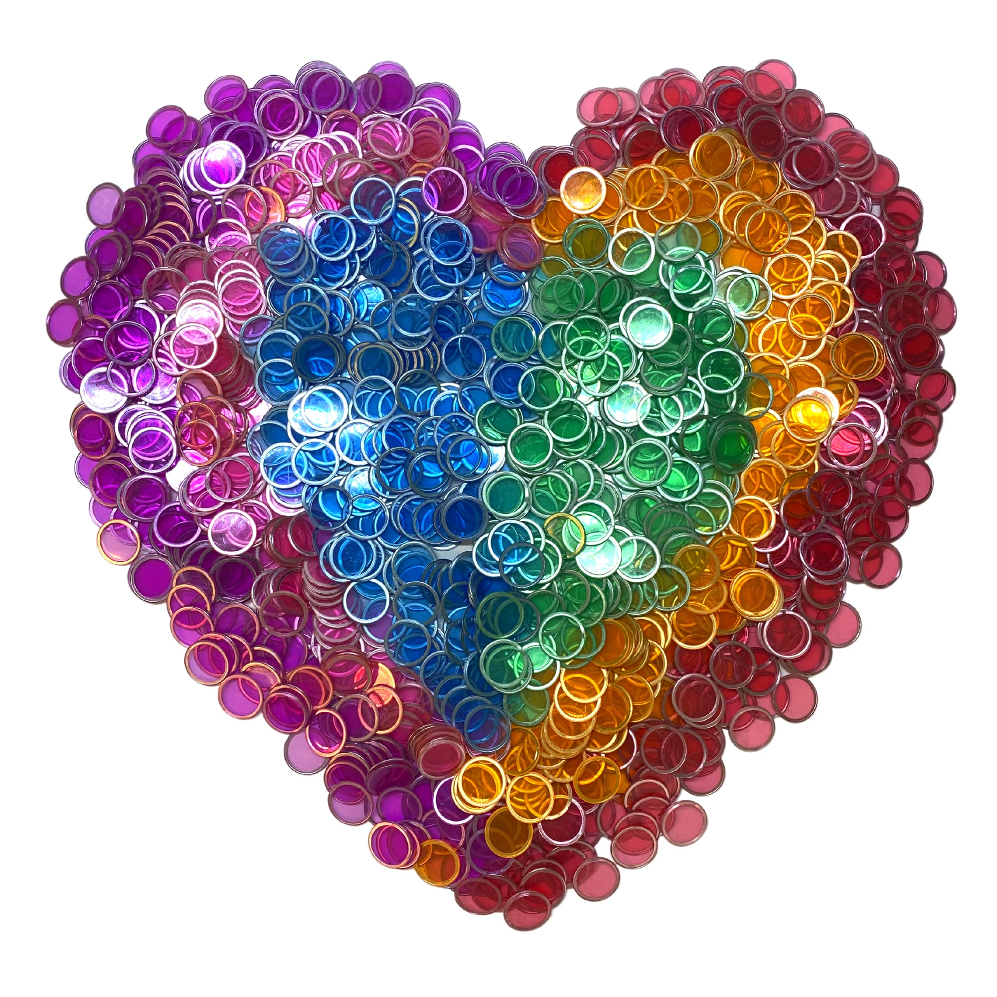 MR CHIPS Magnetic Bingo Chips with Metal Ring 3/4 Inch 1001 Upgraded Pieces Assorted Transparent - Available in 7 Colors A Reusable Storage Bag