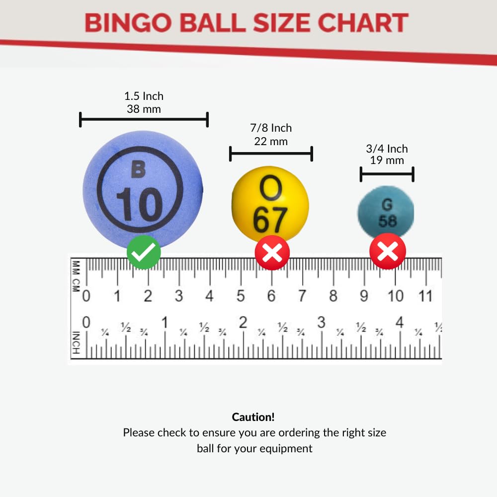 MR CHIPS Professional Bingo Balls 1.5" (38mm), Multi-Color Single Number, Ping Pong Style Replacement Balls for Manual Bingo Cages & Blower Machines - Image 3