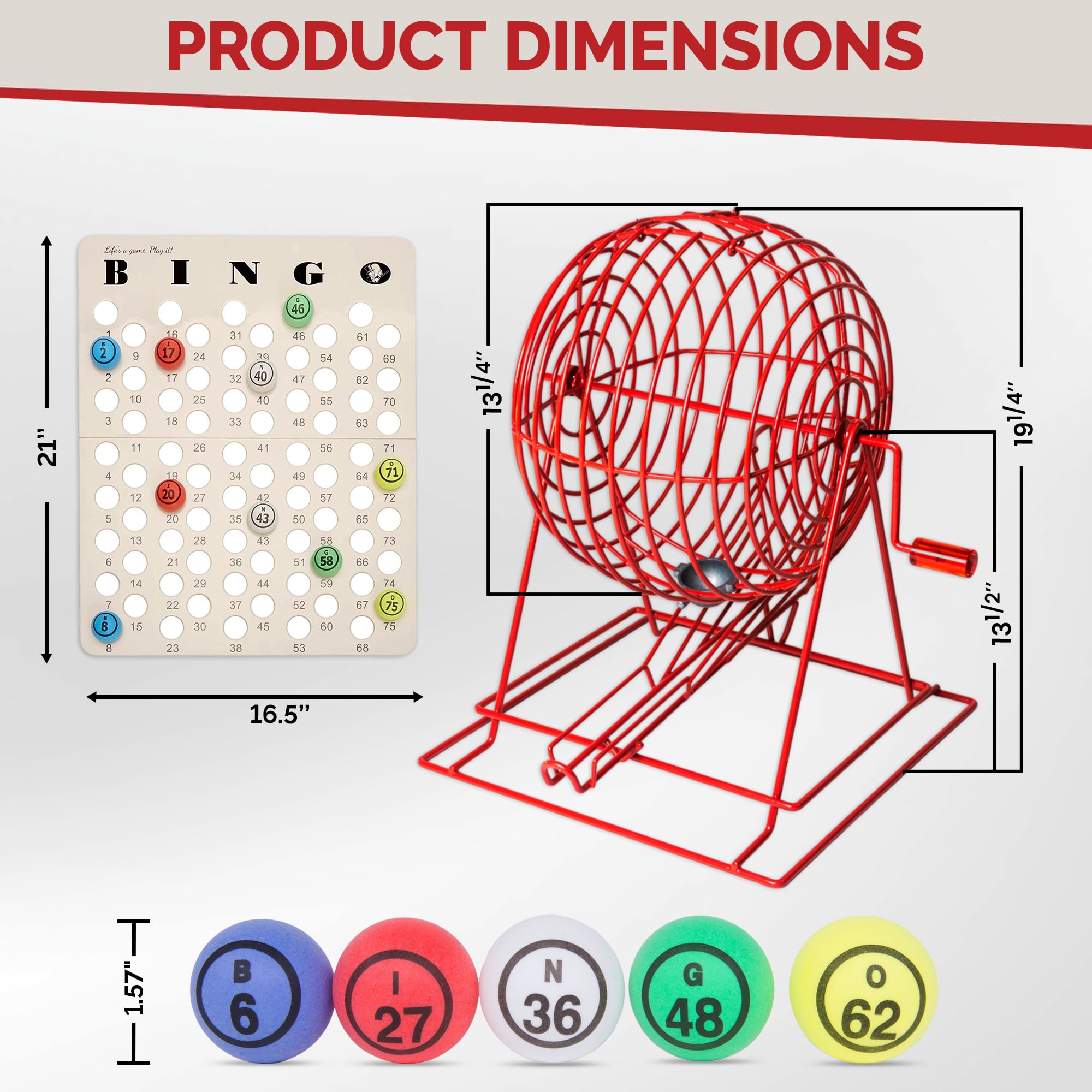 MR CHIPS Professional Bingo Game Set with Jumbo Cage, 1.57 Inch Double Sided Ping Pong Balls, Large Master Board for Adults, Kids, Seniors - Image 3