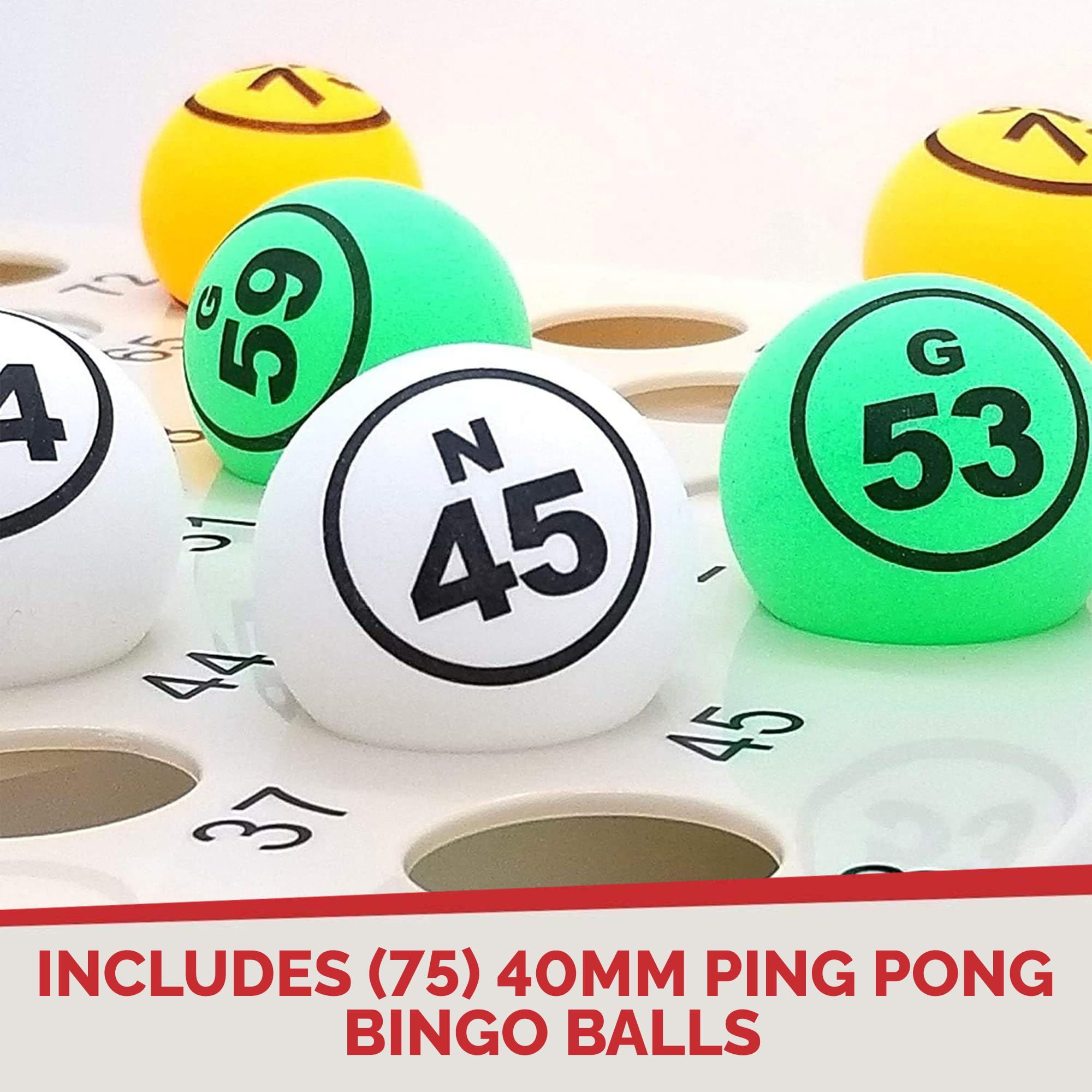 MR CHIPS Professional Bingo Game Set with Jumbo Cage, 1.57 Inch Double Sided Ping Pong Balls, Large Master Board for Adults, Kids, Seniors - Image 7