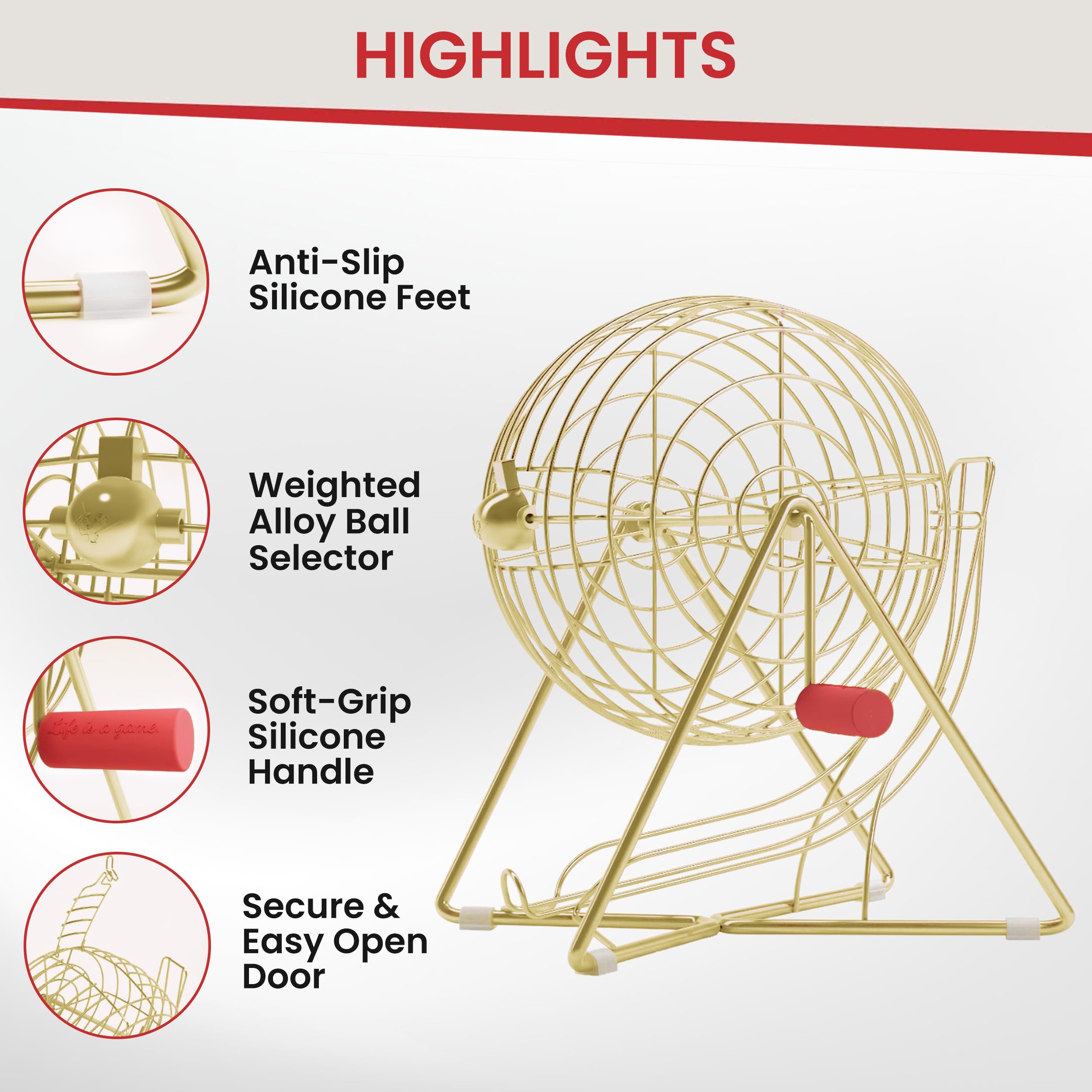 MR CHIPS Professional Bingo Set with Steel Cage, Everlasting 7/8” Balls, 18 Cards and 1,300 - Image 6