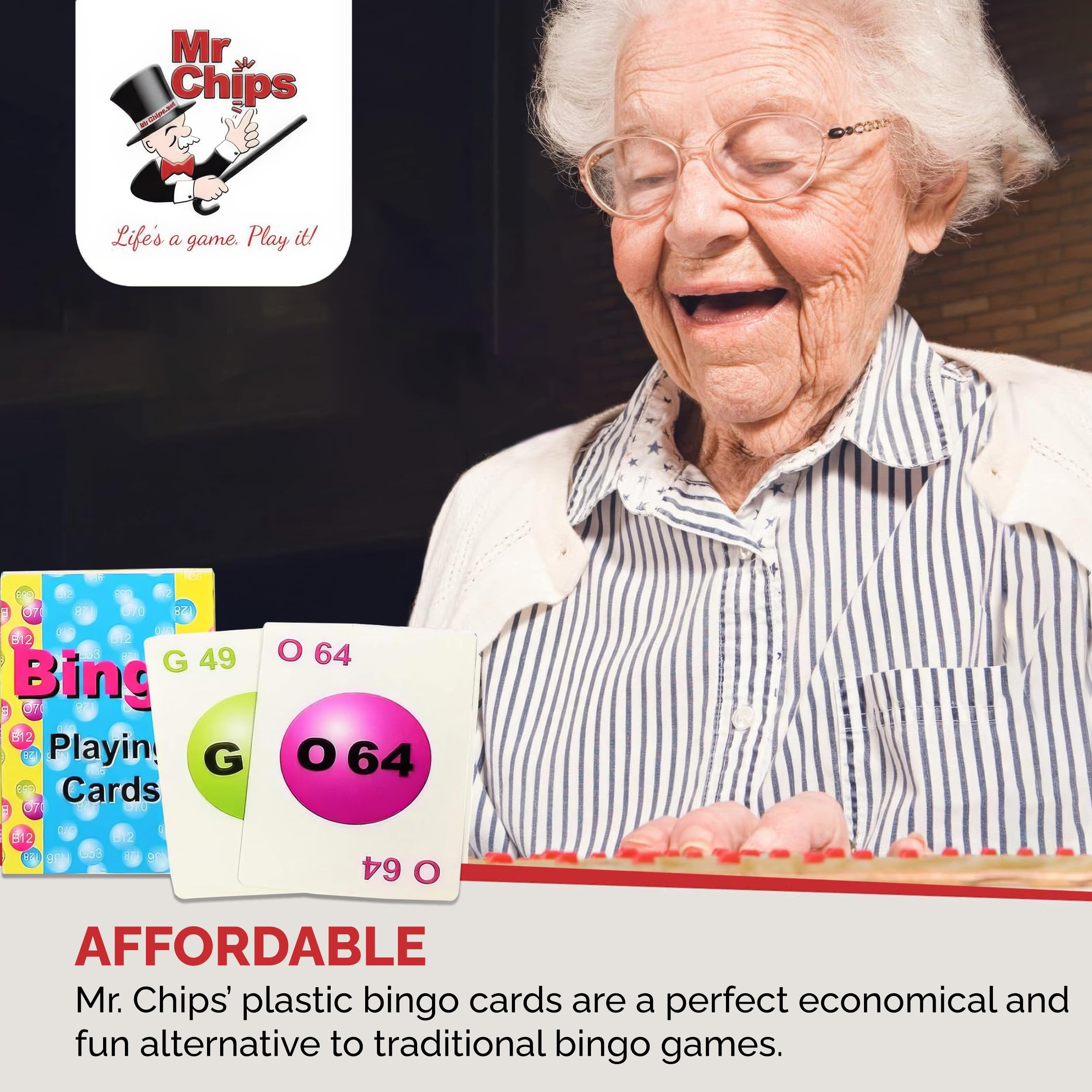 MR CHIPS Professional Plastic Coated Bingo Cards - Deck of 75 Playing Calling Colorful Reusable for Games on The go! - Image 7